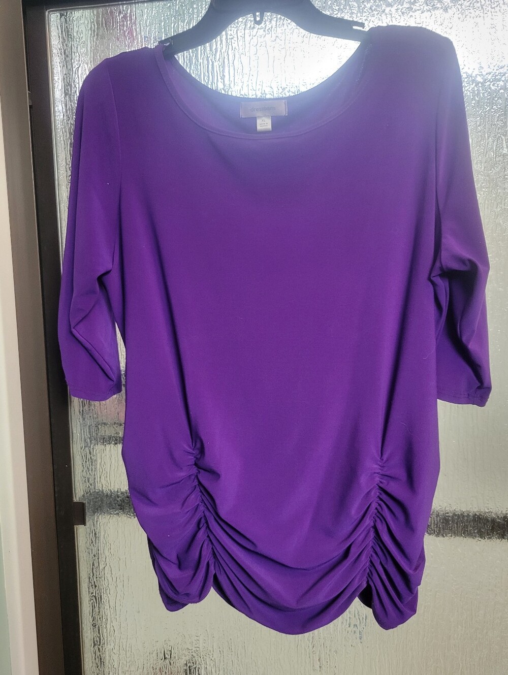 dressbarn Purple Scoop Neck Ruched Hem Tunic